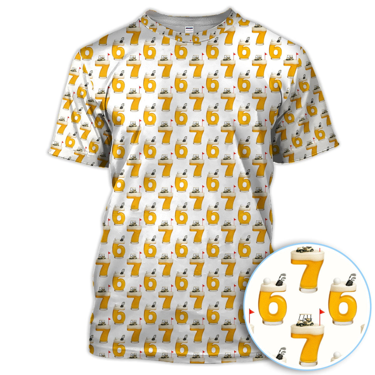 Funny Golf Beer Number 67 Polos For Men, Golf Pattern Shirt, Crazy Golf Shirt For Golfer