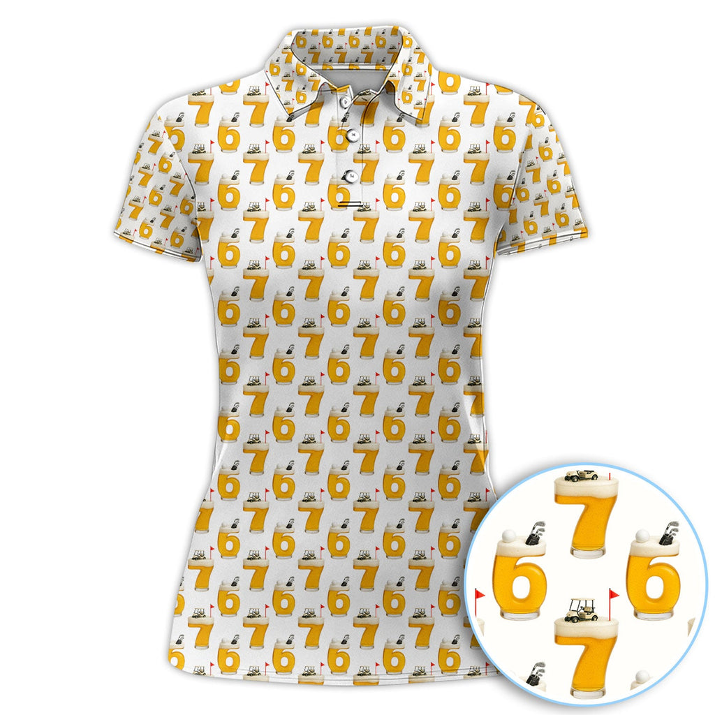Funny Golf Beer Number 67 Polos For Men, Golf Pattern Shirt, Crazy Golf Shirt For Golfer