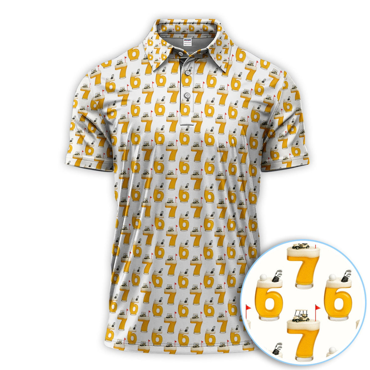 Funny Golf Beer Number 67 Polos For Men, Golf Pattern Shirt, Crazy Golf Shirt For Golfer
