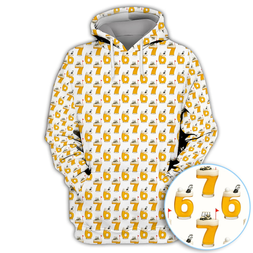 Funny Golf Beer Number 67 Polos For Men, Golf Pattern Shirt, Crazy Golf Shirt For Golfer