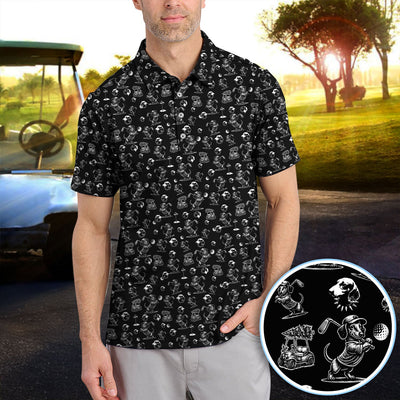 Dachshund Pattern Golf Shirt for Men, Funny Golf Polos, Golf Gift For Men