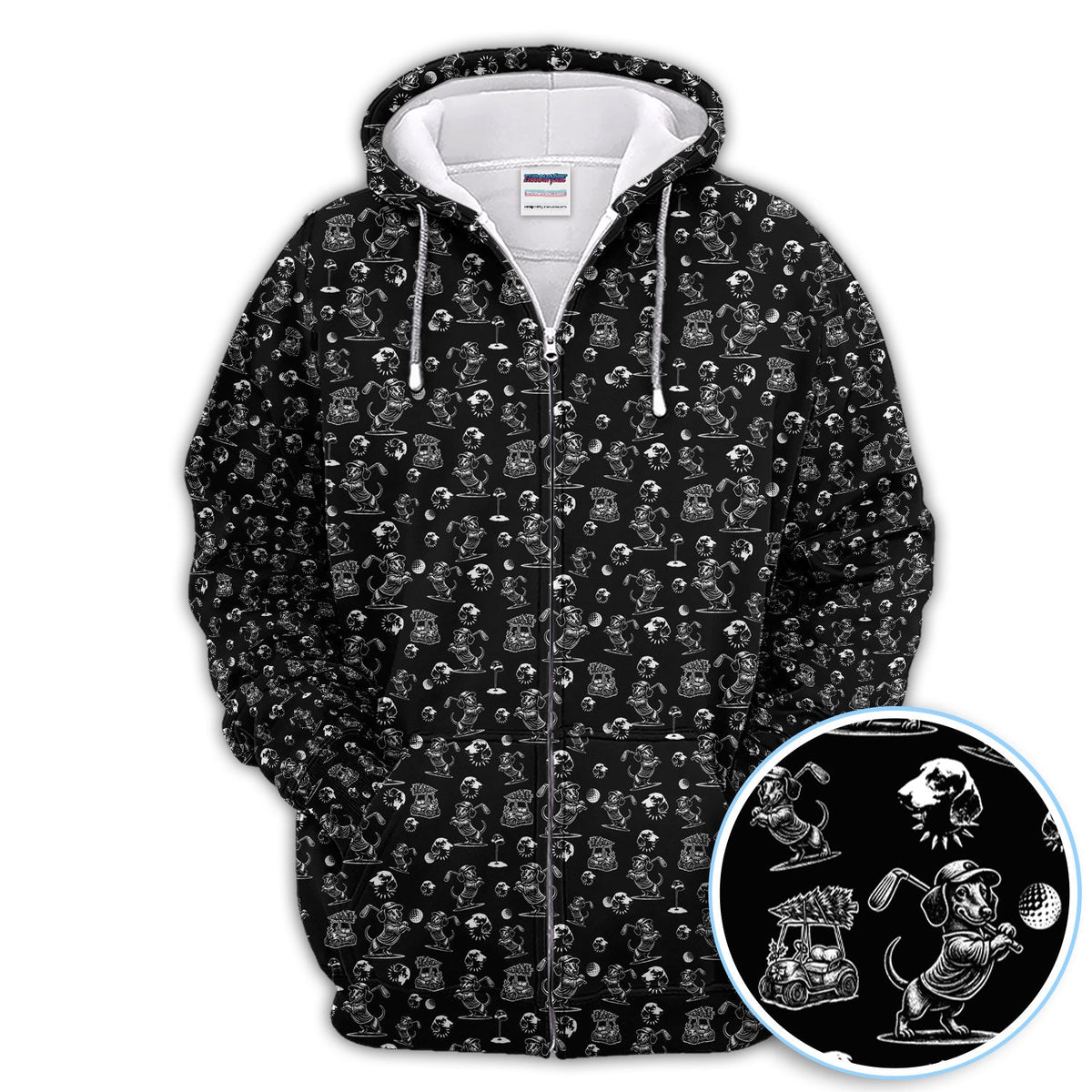 Dachshund Pattern Golf Shirt for Men, Funny Golf Polos, Golf Gift For Men
