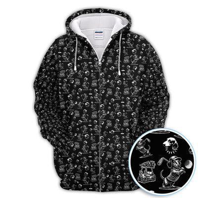 Dachshund Pattern Golf Shirt for Men, Funny Golf Polos, Golf Gift For Men