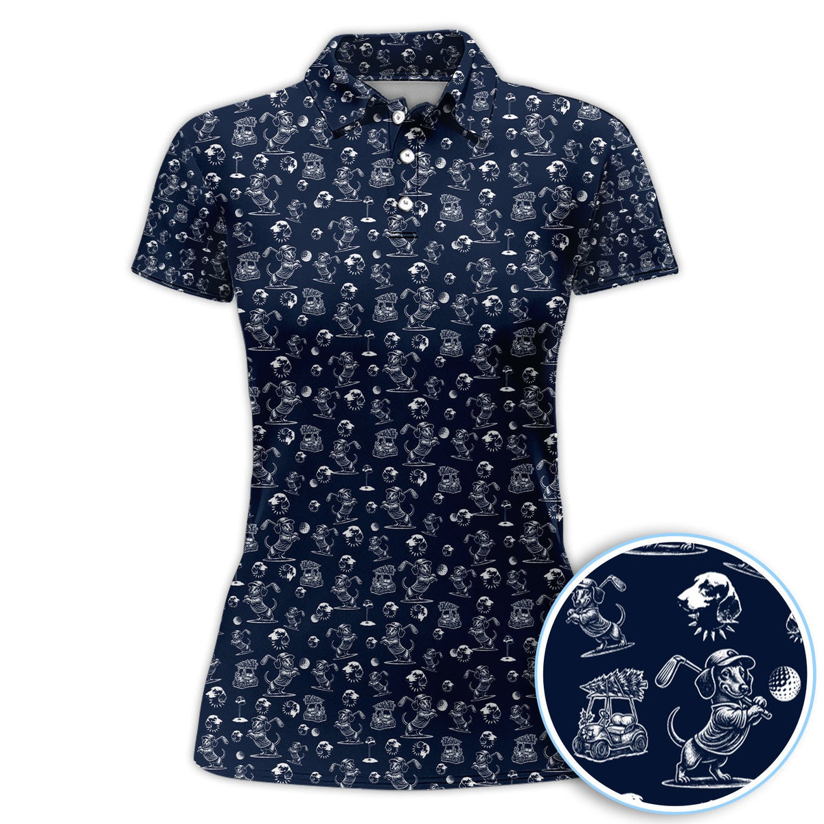 Dachshund Pattern Golf Shirt for Men, Funny Golf Polos, Golf Gift For Men