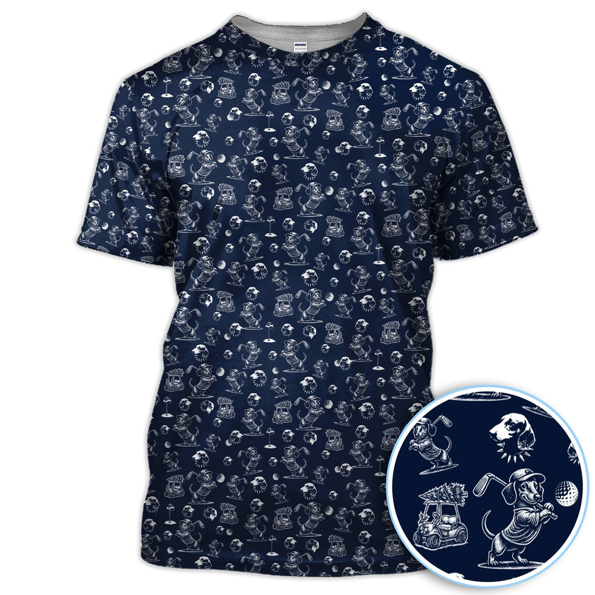 Dachshund Pattern Golf Shirt for Men, Funny Golf Polos, Golf Gift For Men