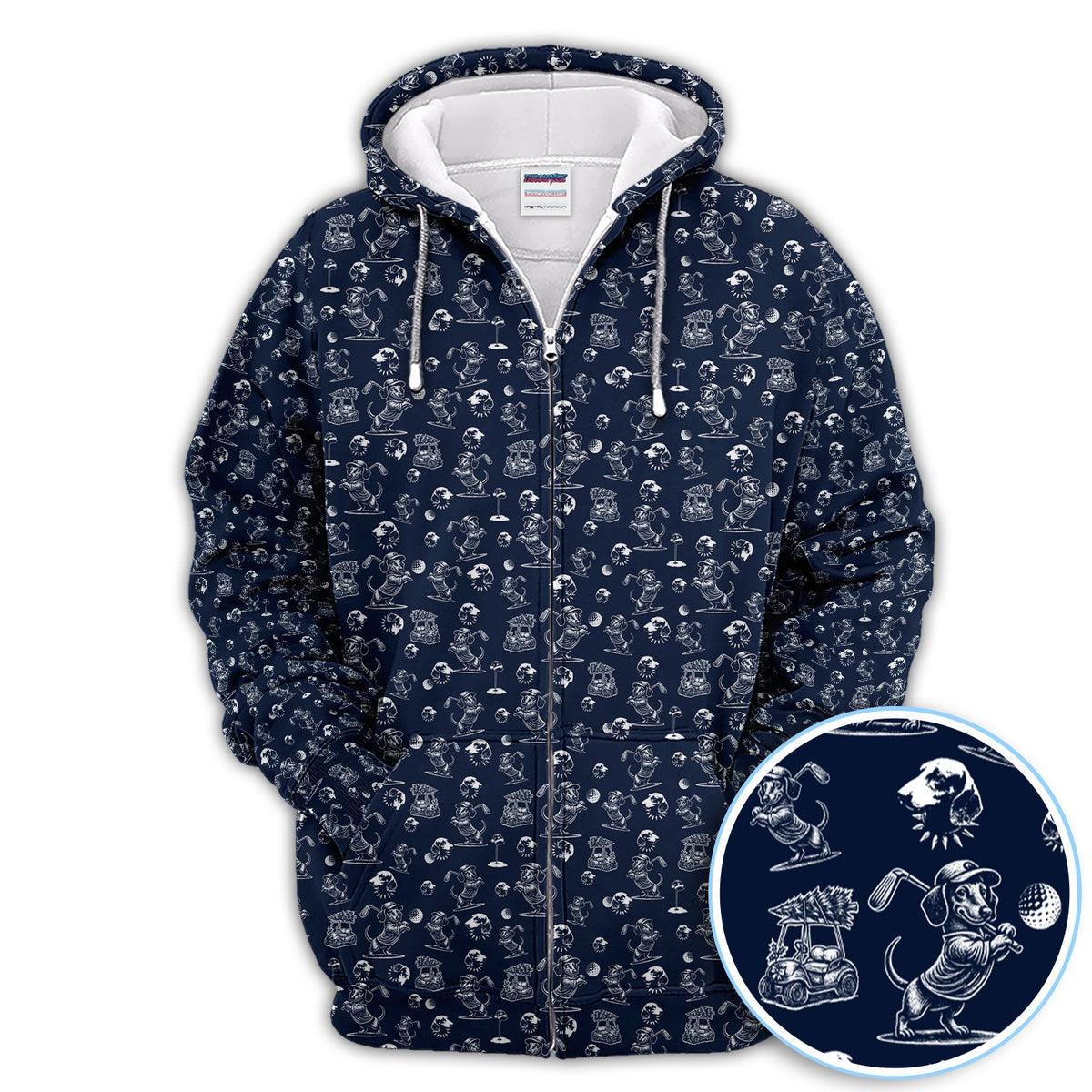 Dachshund Pattern Golf Shirt for Men, Funny Golf Polos, Golf Gift For Men