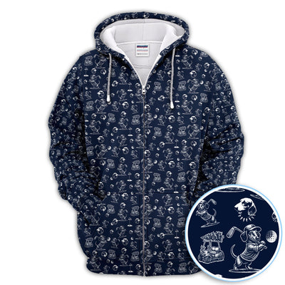 Dachshund Pattern Golf Shirt for Men, Funny Golf Polos, Golf Gift For Men