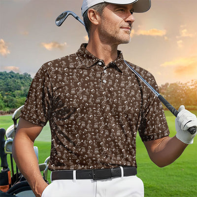 Dachshund Pattern Golf Shirt for Men, Funny Golf Polos, Golf Gift For Men