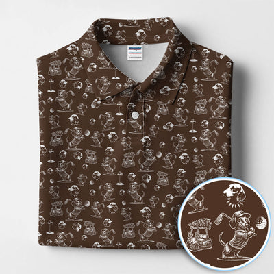 Dachshund Pattern Golf Shirt for Men, Funny Golf Polos, Golf Gift For Men