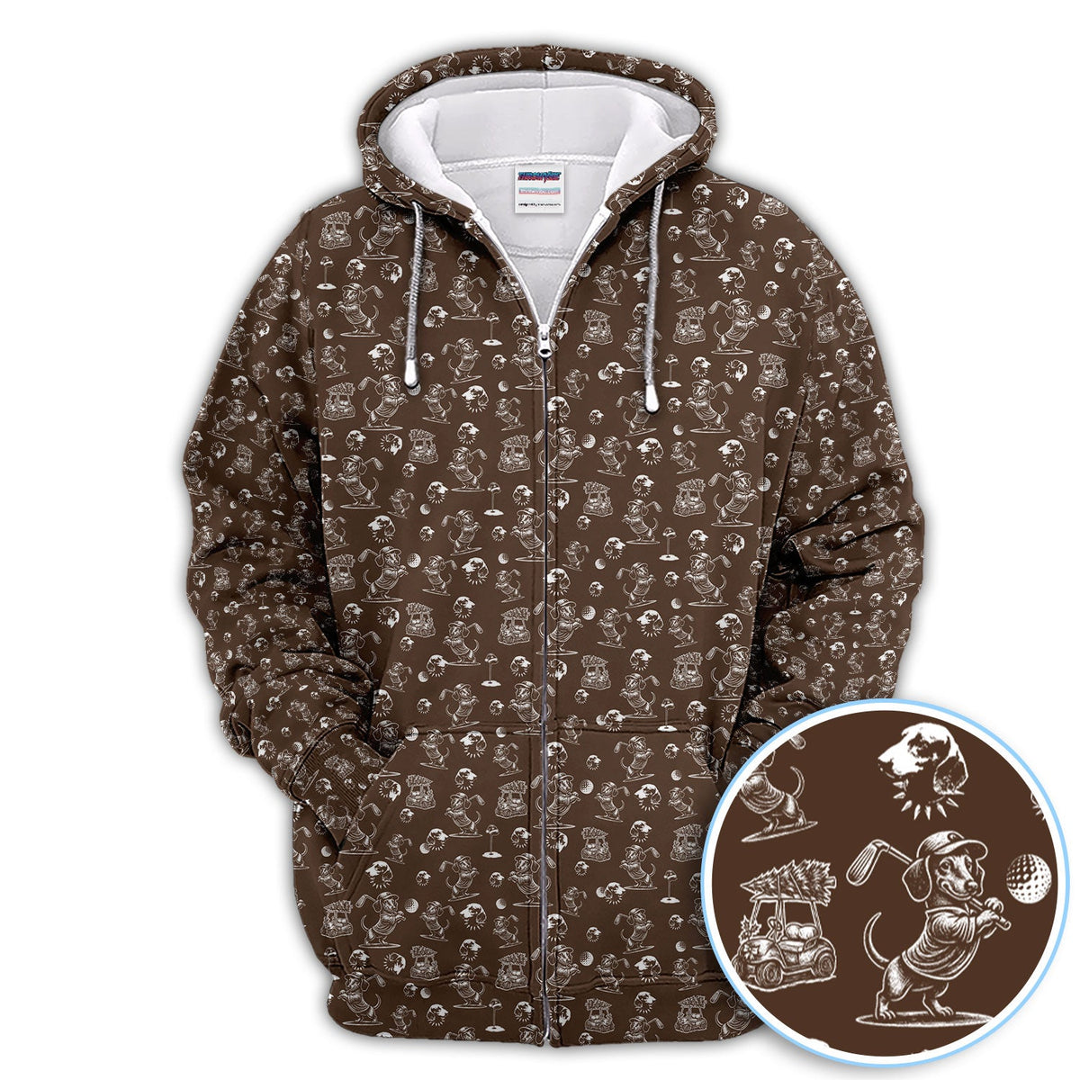 Dachshund Pattern Golf Shirt for Men, Funny Golf Polos, Golf Gift For Men