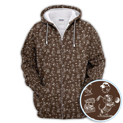 Dachshund Pattern Golf Shirt for Men, Funny Golf Polos, Golf Gift For Men