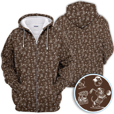 Dachshund Pattern Golf Shirt for Men, Funny Golf Polos, Golf Gift For Men