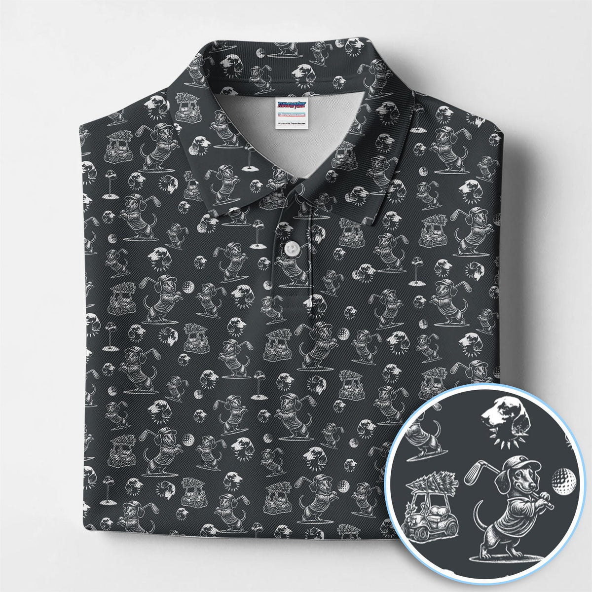 Dachshund Pattern Golf Shirt for Men, Funny Golf Polos, Golf Gift For Men