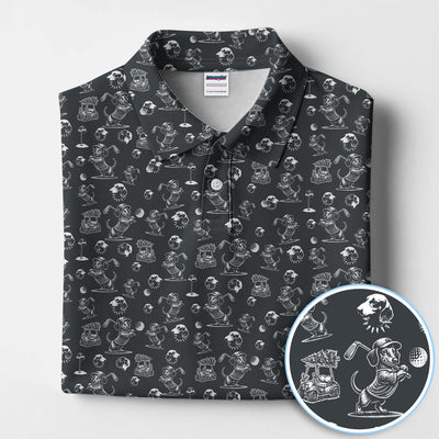Dachshund Pattern Golf Shirt for Men, Funny Golf Polos, Golf Gift For Men