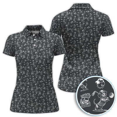 Dachshund Pattern Golf Shirt for Men, Funny Golf Polos, Golf Gift For Men