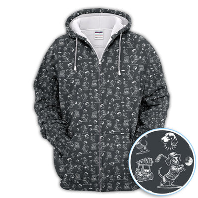 Dachshund Pattern Golf Shirt for Men, Funny Golf Polos, Golf Gift For Men
