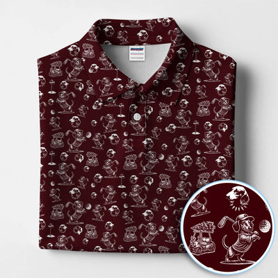 Dachshund Pattern Golf Shirt for Men, Funny Golf Polos, Golf Gift For Men