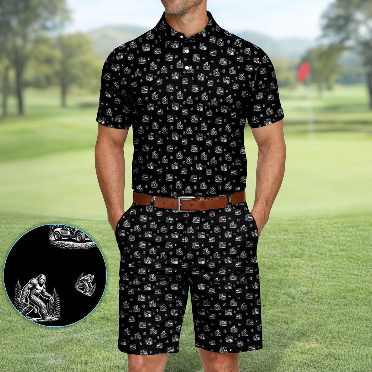 Bigfoot Pattern Golf Set, Funny Sasquatch Golf Set, Crazy Golf Gift For Men