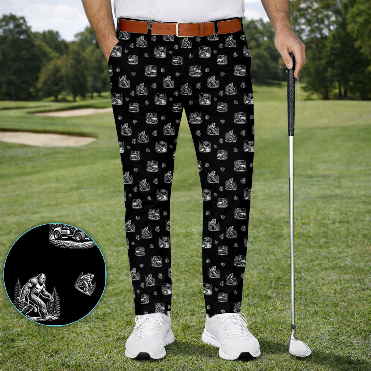 Bigfoot Pattern Golf Set, Funny Sasquatch Golf Set, Crazy Golf Gift For Men