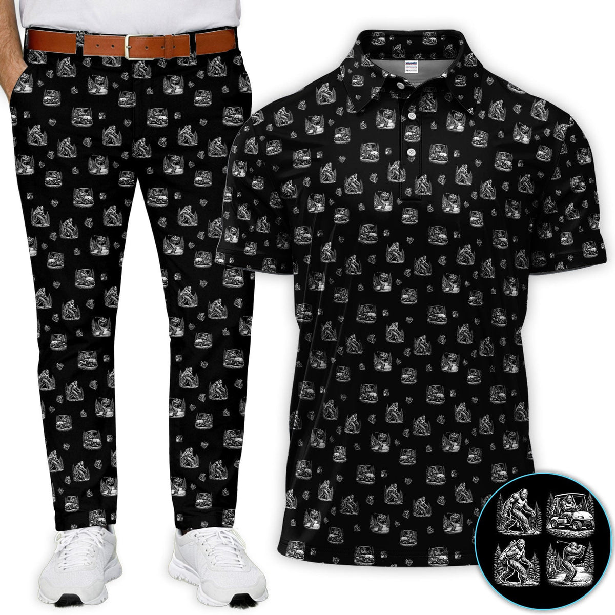 Bigfoot Pattern Golf Set, Funny Sasquatch Golf Set, Crazy Golf Gift For Men