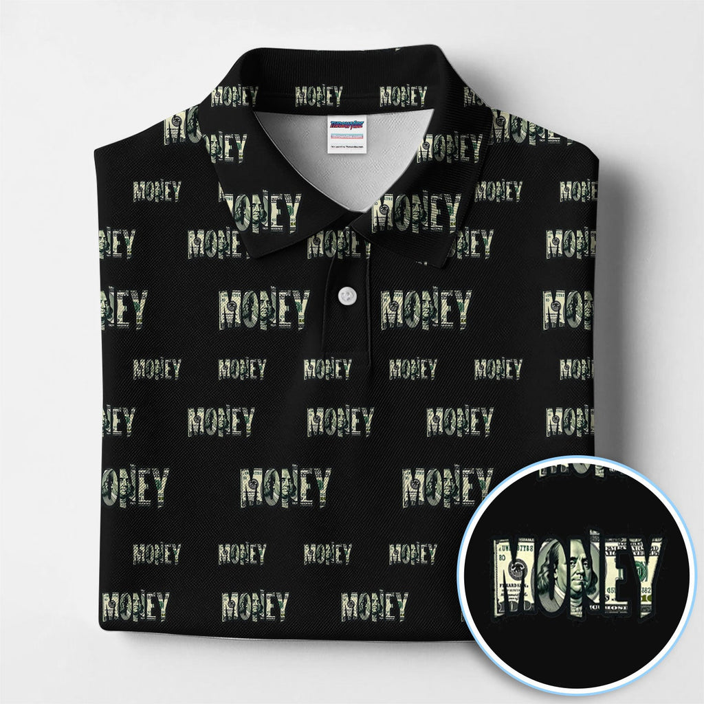 Money Pattern Golf Polos, Funny Golf Shirt For Men, Golf Gift For Golfer