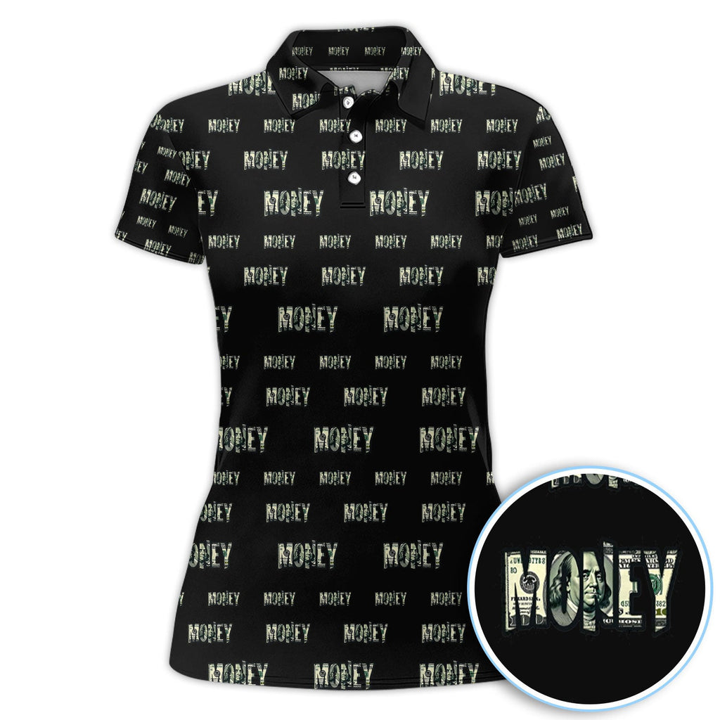 Money Pattern Golf Polos, Funny Golf Shirt For Men, Golf Gift For Golfer