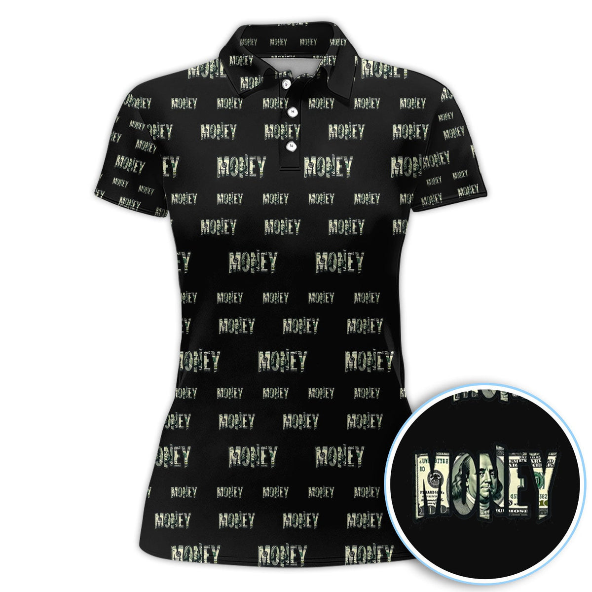 Money Pattern Golf Polos, Funny Golf Shirt For Men, Golf Gift For Golfer