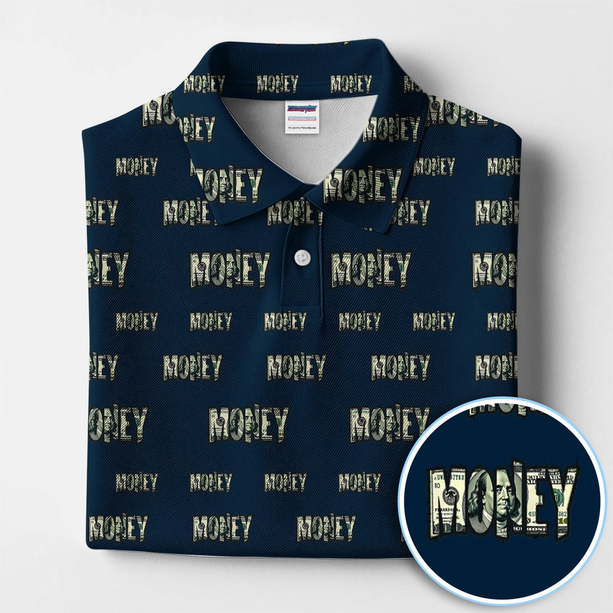 Money Pattern Golf Polos, Funny Golf Shirt For Men, Golf Gift For Golfer