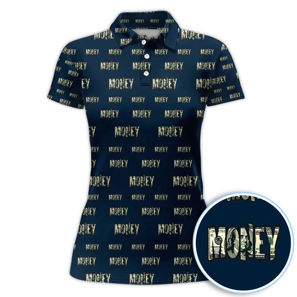 Money Pattern Golf Polos, Funny Golf Shirt For Men, Golf Gift For Golfer