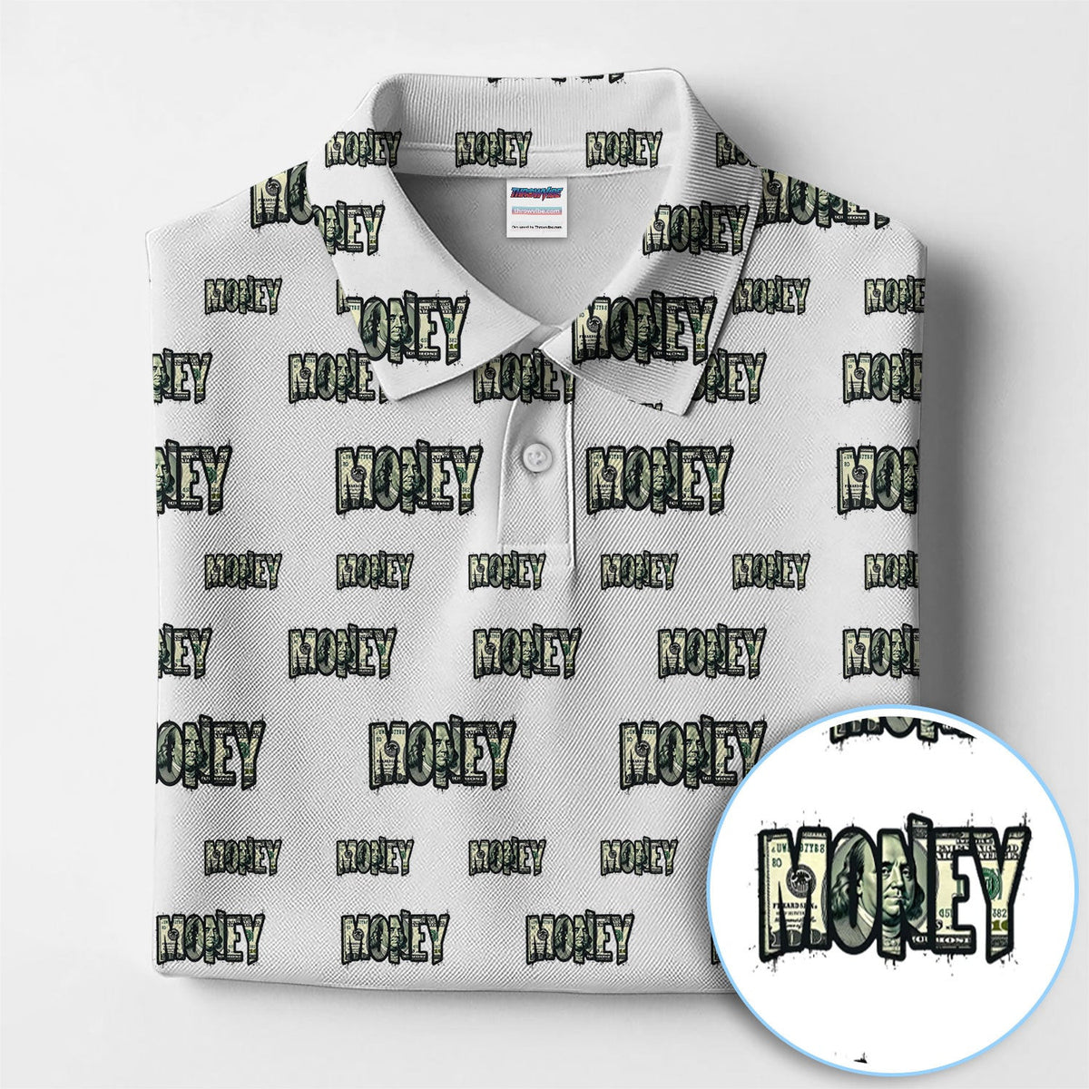 Money Pattern Golf Polos, Funny Golf Shirt For Men, Golf Gift For Golfer