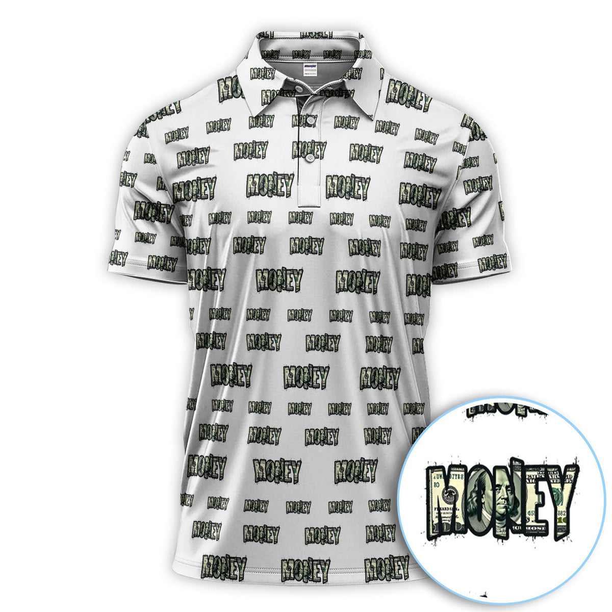 Money Pattern Golf Polos, Funny Golf Shirt For Men, Golf Gift For Golfer