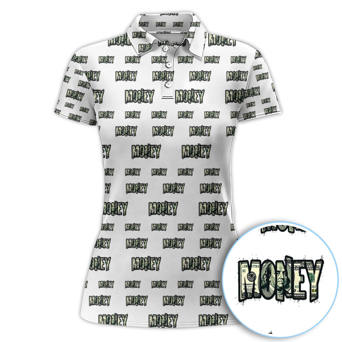 Money Pattern Golf Polos, Funny Golf Shirt For Men, Golf Gift For Golfer