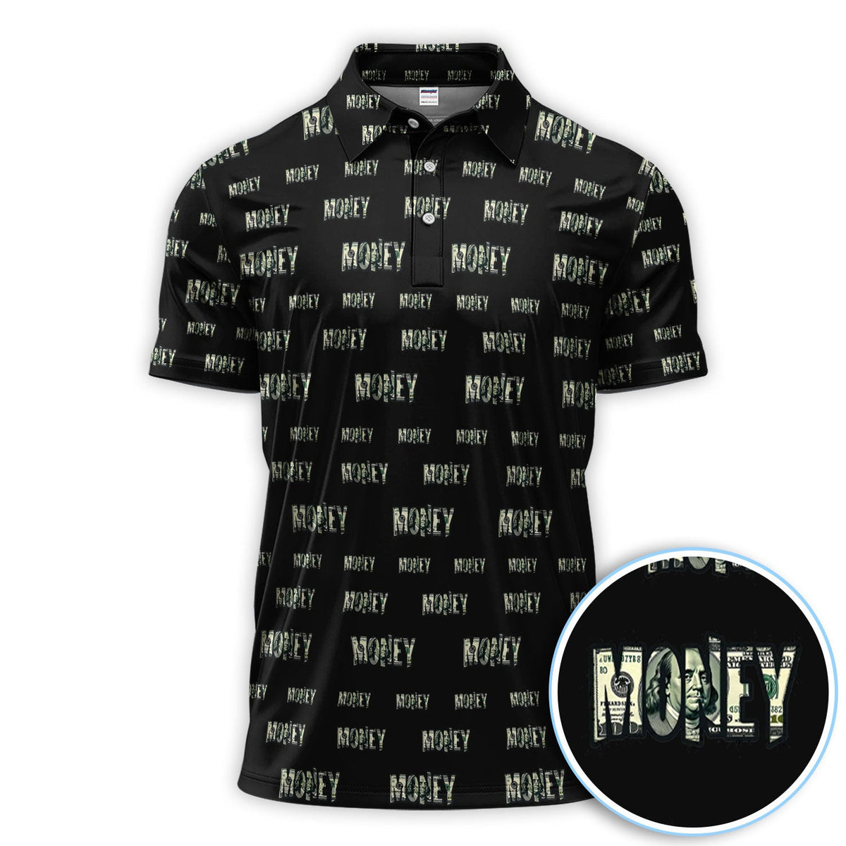 Money Pattern Golf Polos, Funny Golf Shirt For Men, Golf Gift For Golfer