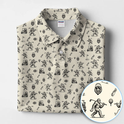 Squatch Bigfoot Pattern Golf Shirt, Funny Bigfoot Golf Polos, Golf Gift For Men
