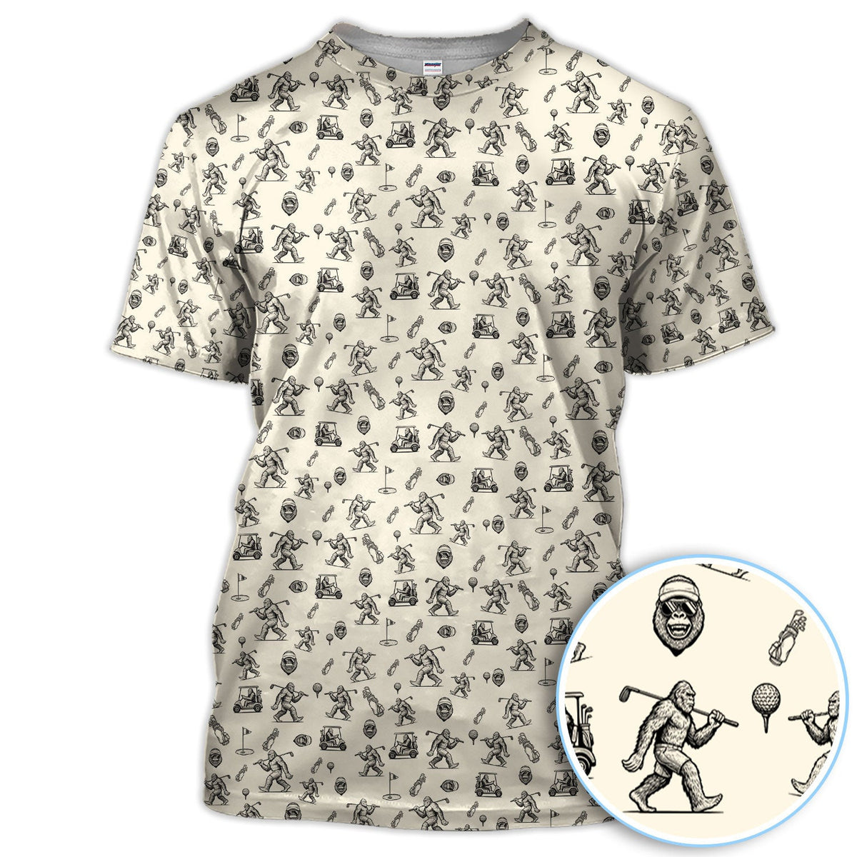 Squatch Bigfoot Pattern Golf Shirt, Funny Bigfoot Golf Polos, Golf Gift For Men