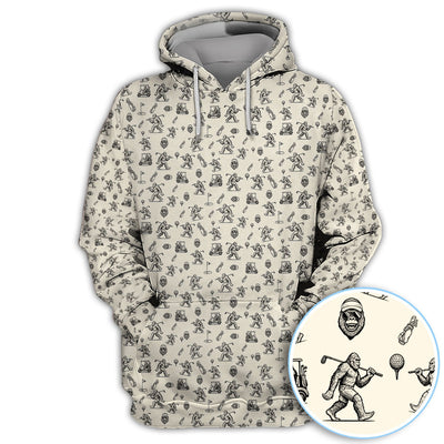 Squatch Bigfoot Pattern Golf Shirt, Funny Bigfoot Golf Polos, Golf Gift For Men
