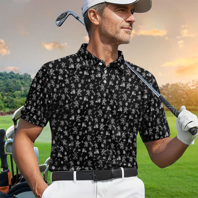 Squatch Bigfoot Pattern Golf Shirt, Funny Bigfoot Golf Polos, Golf Gift For Men