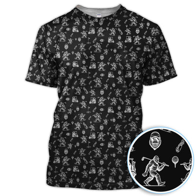 Squatch Bigfoot Pattern Golf Shirt, Funny Bigfoot Golf Polos, Golf Gift For Men