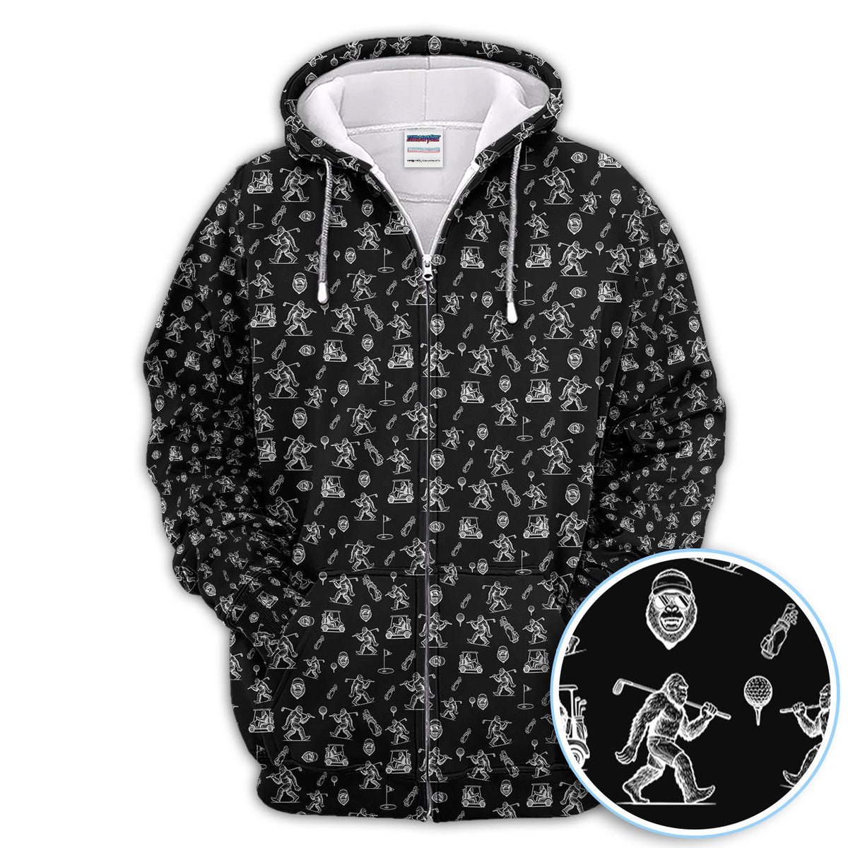 Squatch Bigfoot Pattern Golf Shirt, Funny Bigfoot Golf Polos, Golf Gift For Men