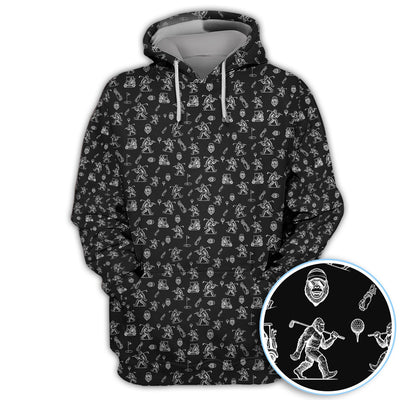 Squatch Bigfoot Pattern Golf Shirt, Funny Bigfoot Golf Polos, Golf Gift For Men