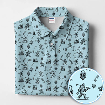 Squatch Bigfoot Pattern Golf Shirt, Funny Bigfoot Golf Polos, Golf Gift For Men