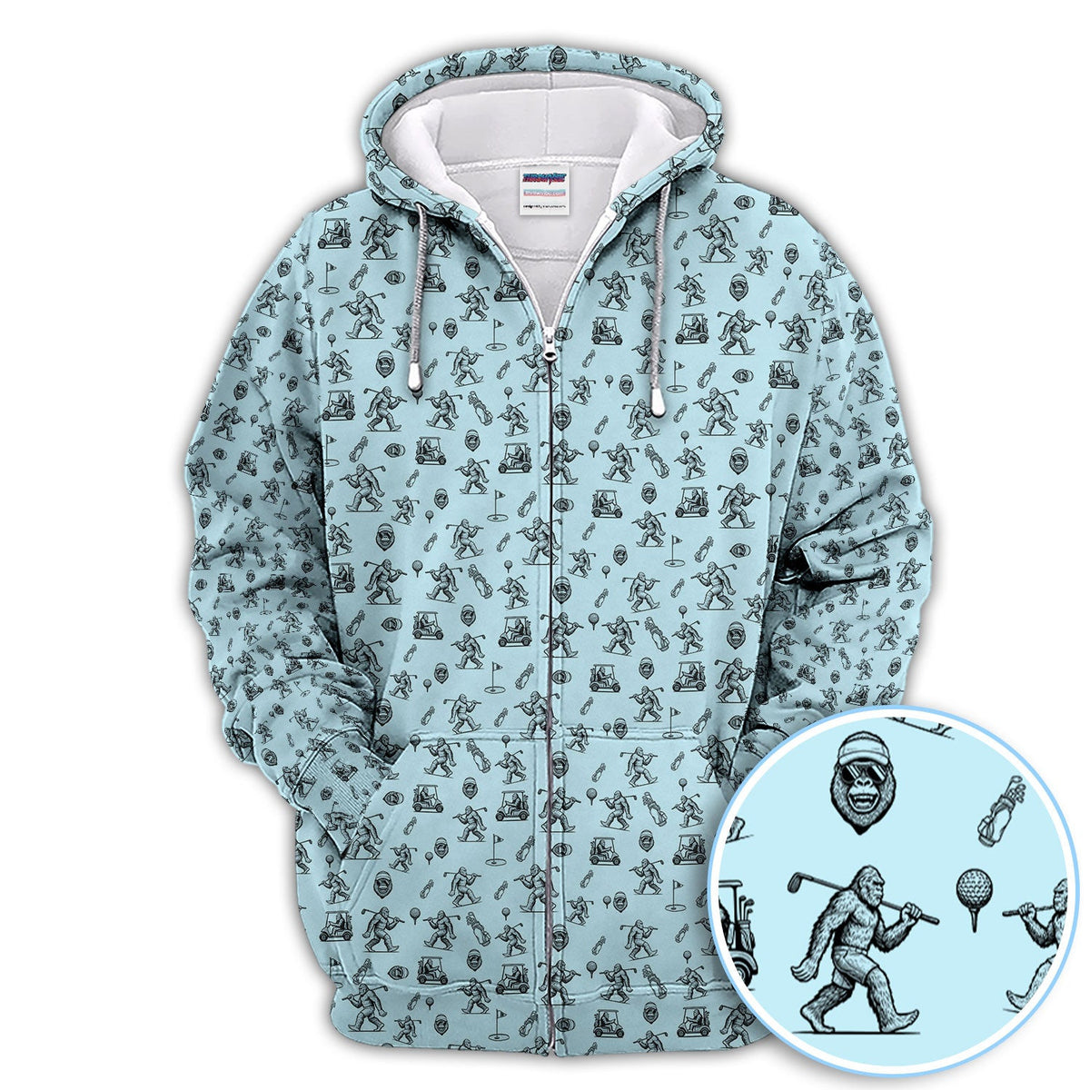 Squatch Bigfoot Pattern Golf Shirt, Funny Bigfoot Golf Polos, Golf Gift For Men