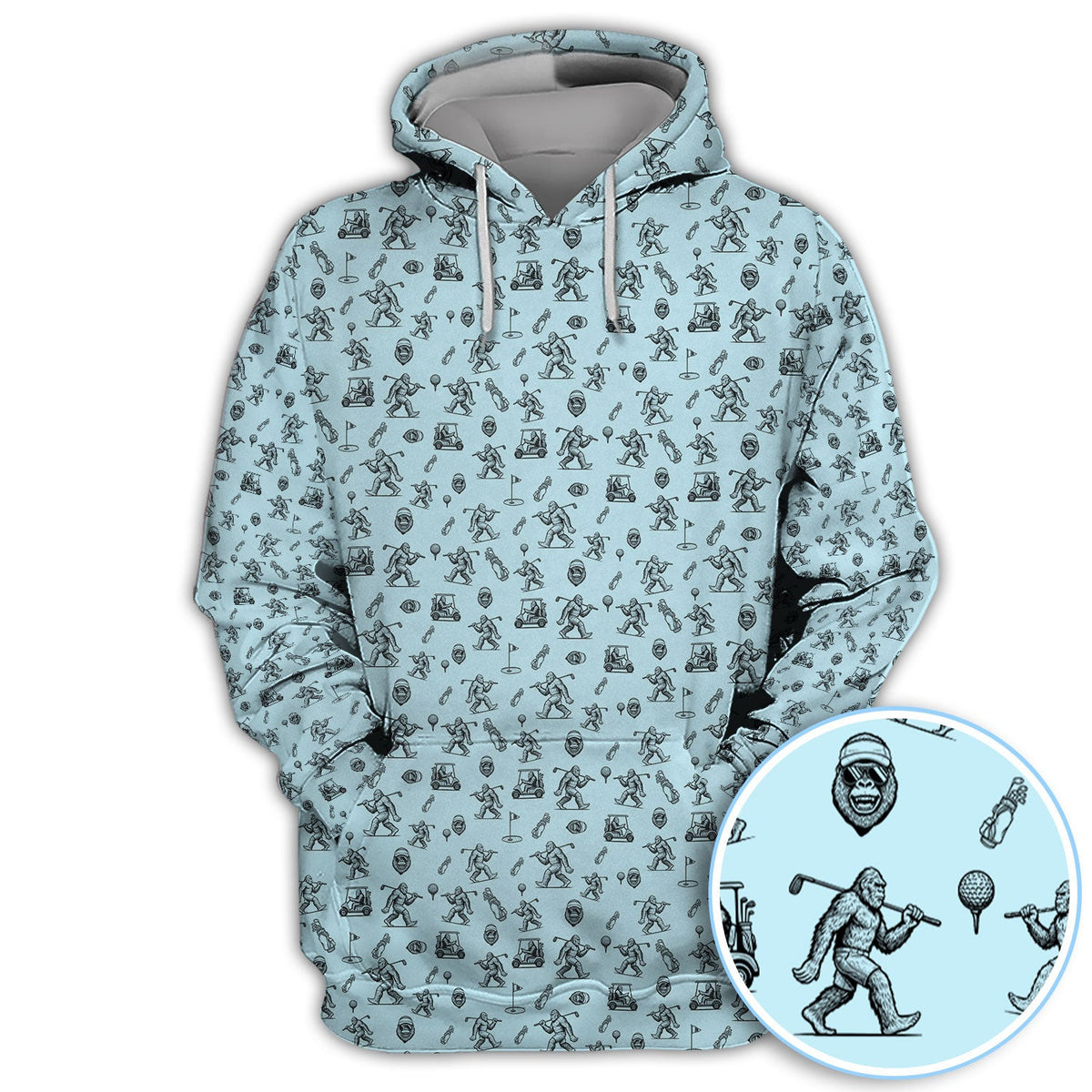 Squatch Bigfoot Pattern Golf Shirt, Funny Bigfoot Golf Polos, Golf Gift For Men