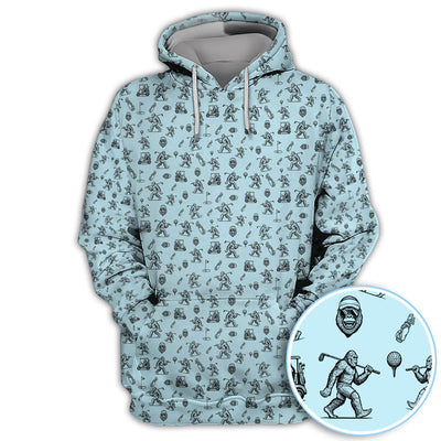 Squatch Bigfoot Pattern Golf Shirt, Funny Bigfoot Golf Polos, Golf Gift For Men