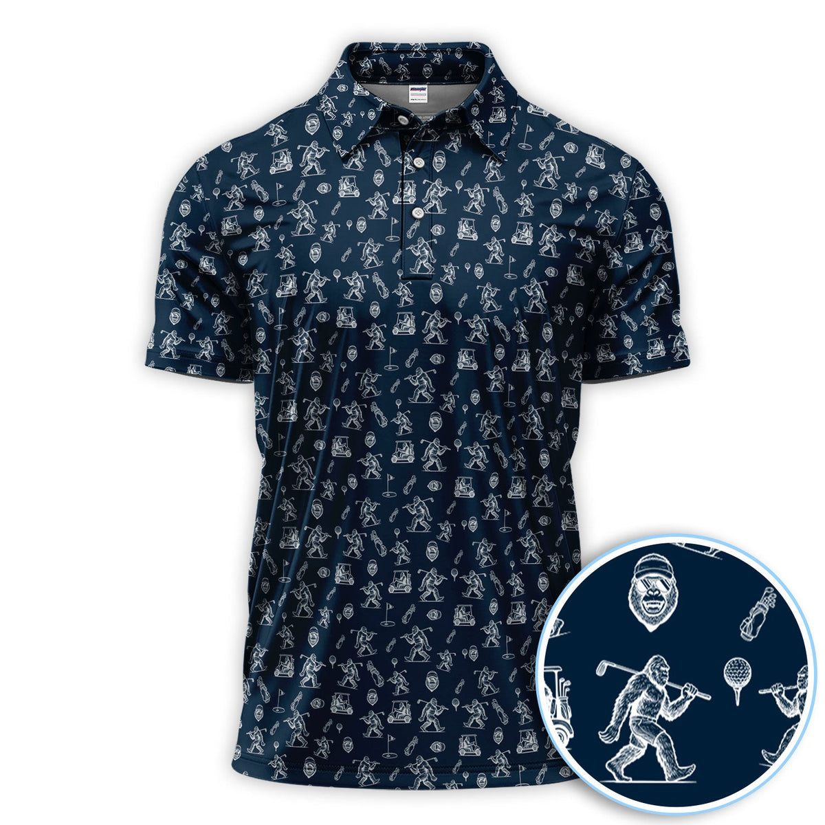 Squatch Bigfoot Pattern Golf Shirt, Funny Bigfoot Golf Polos, Golf Gift For Men