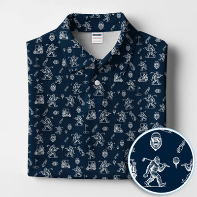 Squatch Bigfoot Pattern Golf Shirt, Funny Bigfoot Golf Polos, Golf Gift For Men