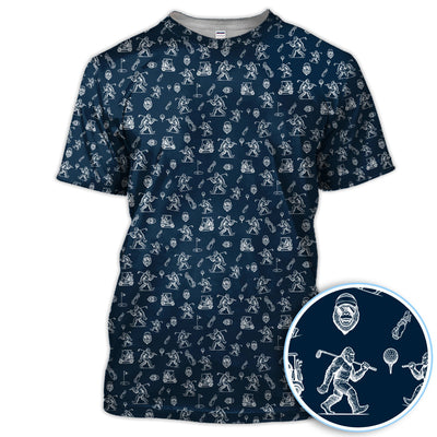 Squatch Bigfoot Pattern Golf Shirt, Funny Bigfoot Golf Polos, Golf Gift For Men