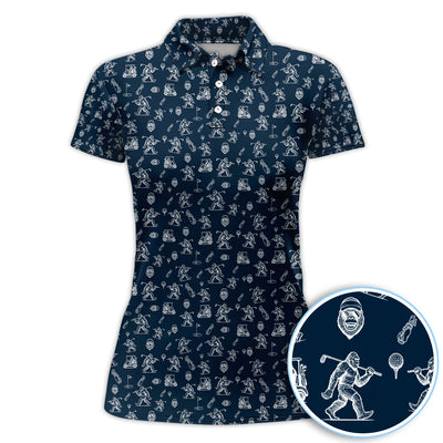 Squatch Bigfoot Pattern Golf Shirt, Funny Bigfoot Golf Polos, Golf Gift For Men