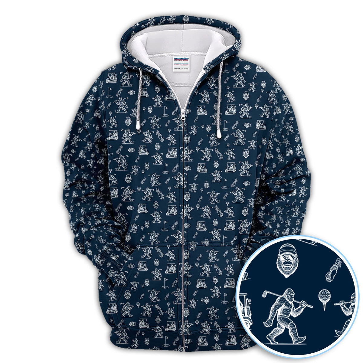 Squatch Bigfoot Pattern Golf Shirt, Funny Bigfoot Golf Polos, Golf Gift For Men