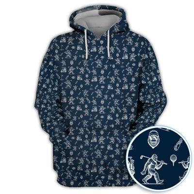 Squatch Bigfoot Pattern Golf Shirt, Funny Bigfoot Golf Polos, Golf Gift For Men